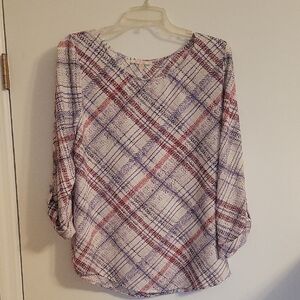 Skies Are Blue Plaid Women's Blouse